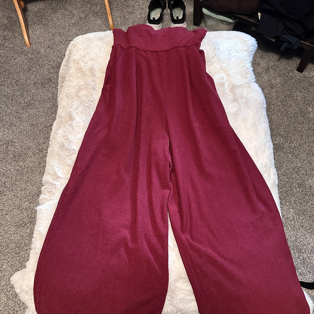 Trixxi Maroon Wide-Leg Jumpsuit